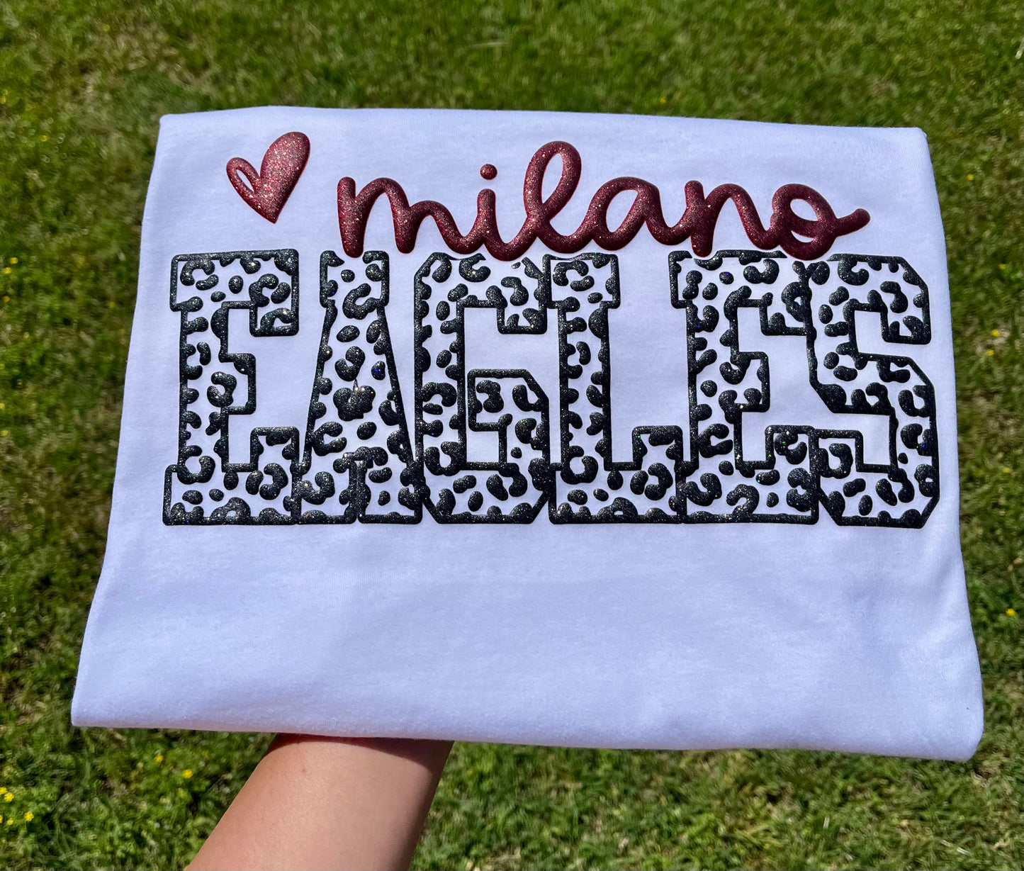 GLITTER PUFF LEOPARD SCHOOL/ TEAM SPIRIT TEE