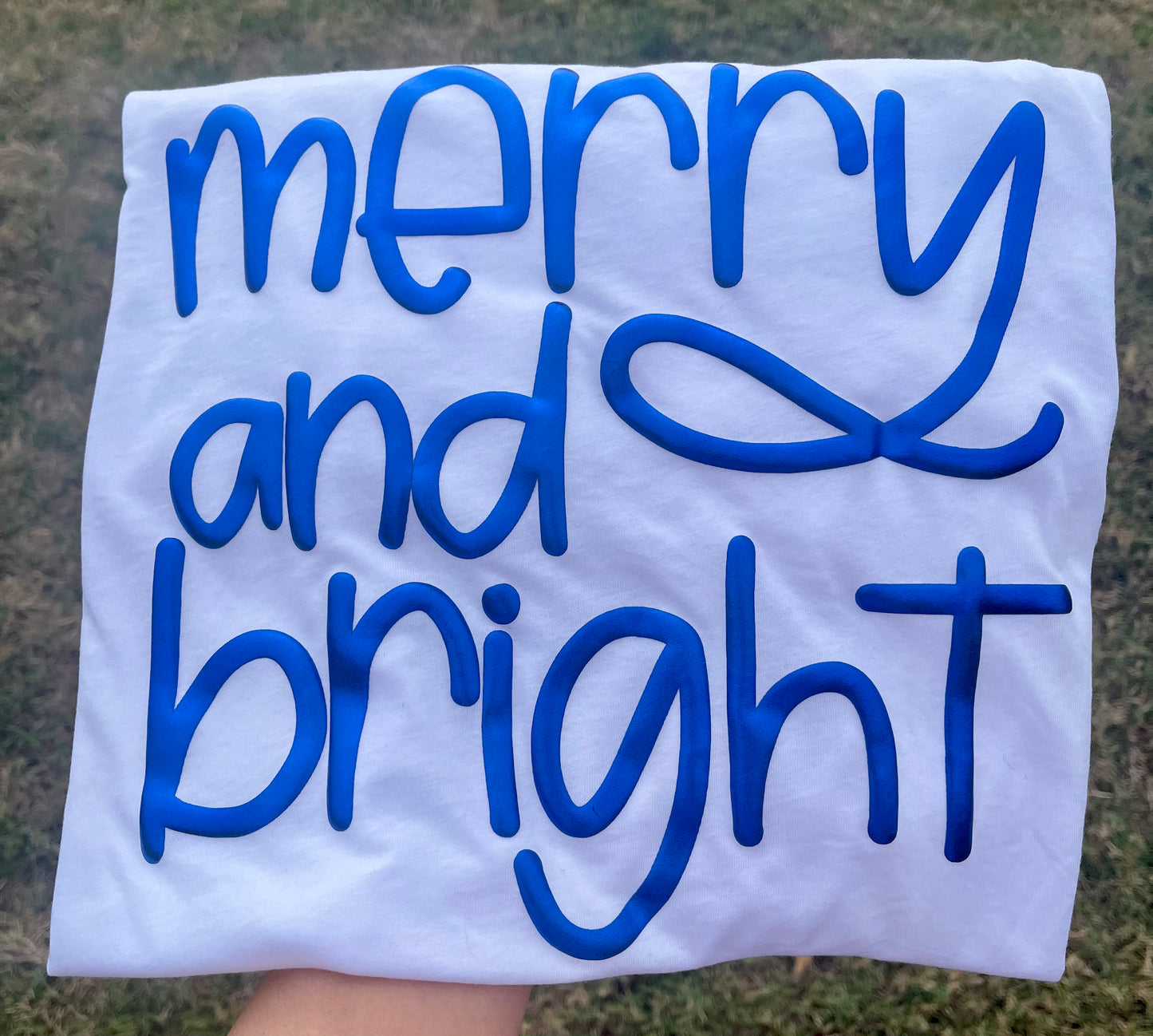 MERRY AND BRIGHT METALLIC PUFF TEE ONLY