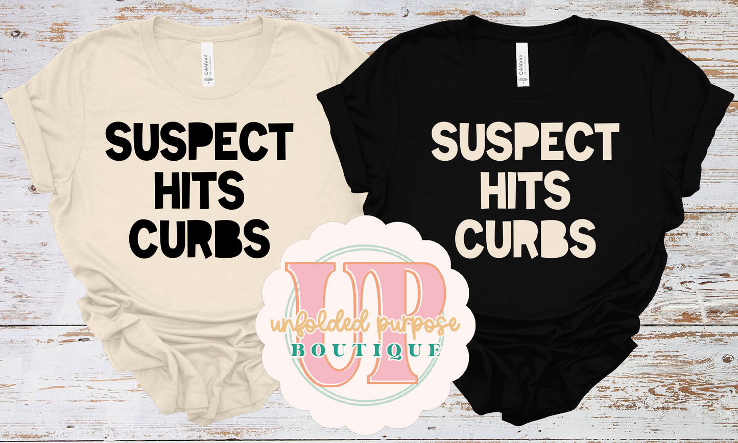 SUSPECT HITS CURBS