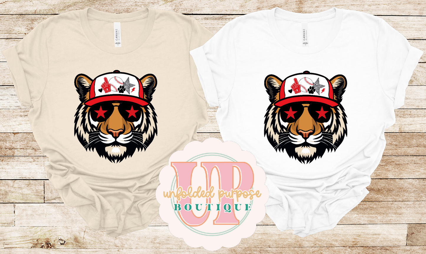 TIGER BASEBALL CAP RED/ BLACK
