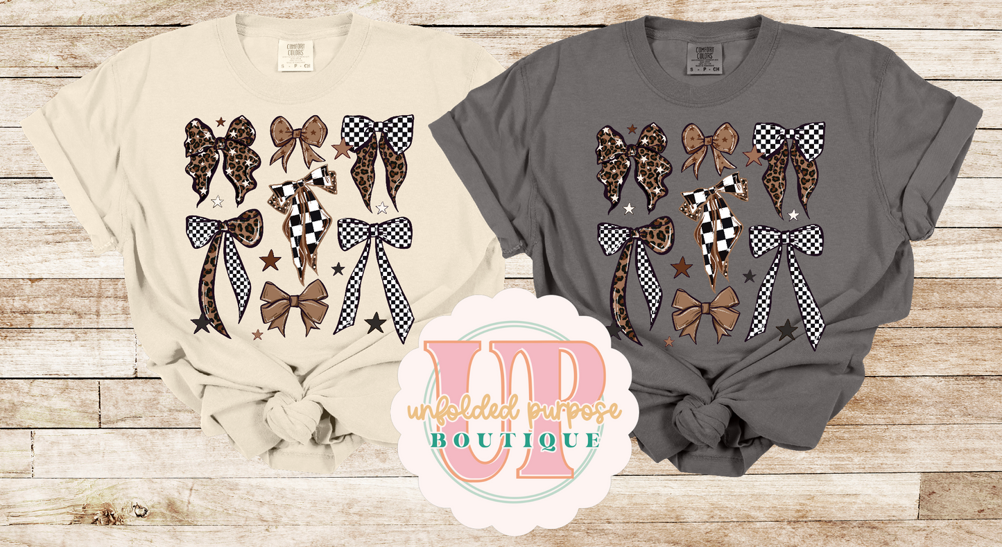 LEOPARD CHECKERED BOW COLLAGE