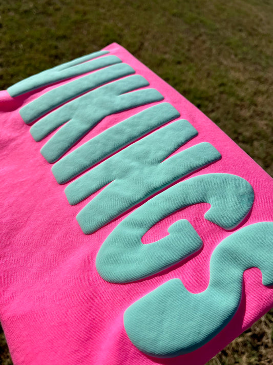 NEON PINK w/ MINT PUFF