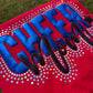 CHEER MOM FAUX STONE GLITTER METALLIC PUFF