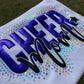 CHEER MOM FAUX STONE GLITTER METALLIC PUFF