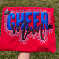CHEER MOM FAUX STONE GLITTER METALLIC PUFF