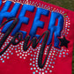 CHEER MOM FAUX STONE GLITTER METALLIC PUFF