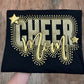 CHEER MOM FAUX STONE GLITTER METALLIC PUFF
