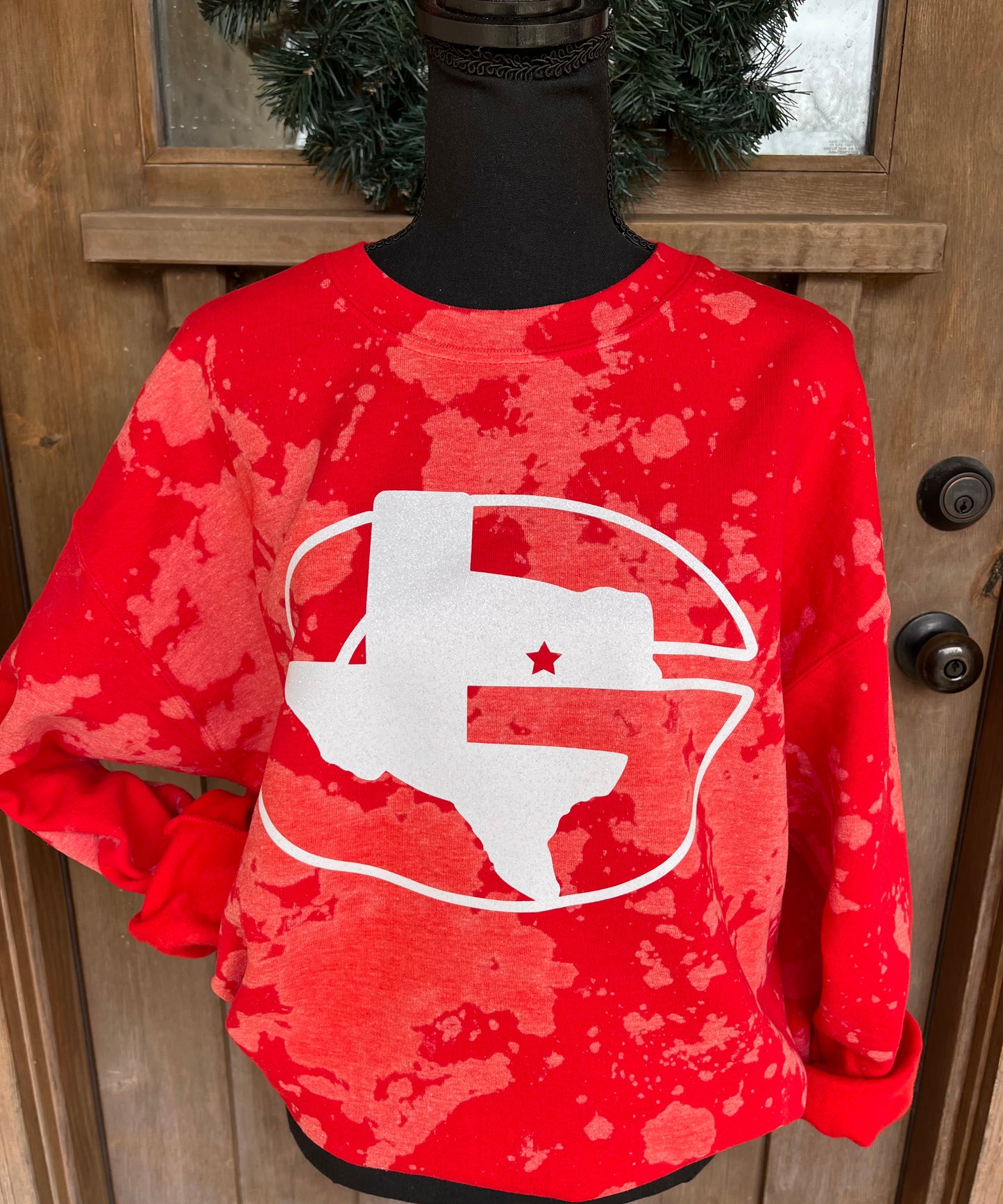 BLEACHY TEXAS SCHOOL SPIRIT SWEATSHIRT WITH GLITTER