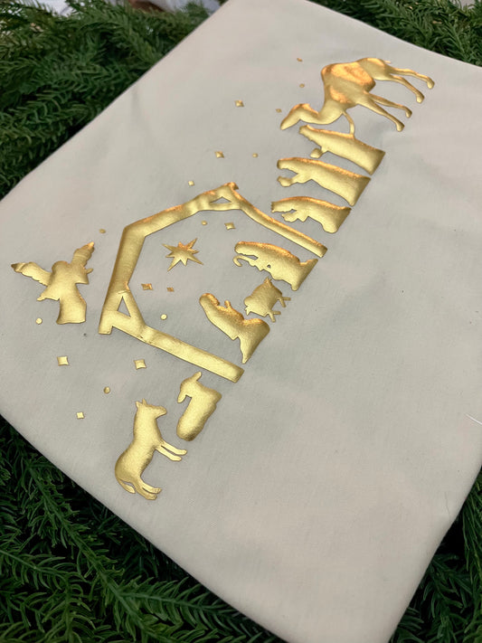 GOLD METALLIC PUFF NATIVITY SCENE