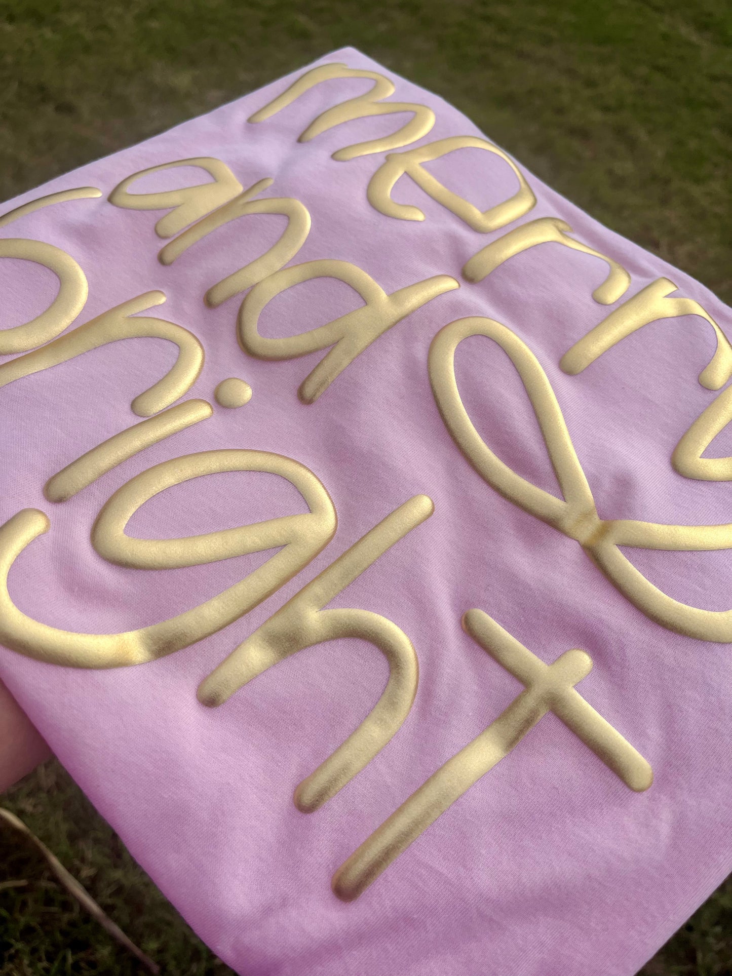 MERRY AND BRIGHT METALLIC PUFF TEE ONLY