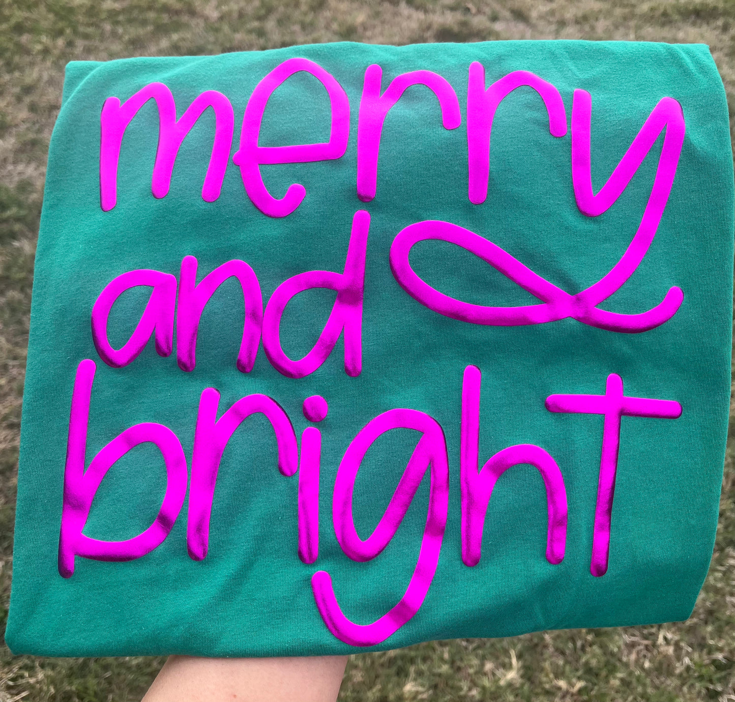 MERRY AND BRIGHT METALLIC PUFF TEE ONLY