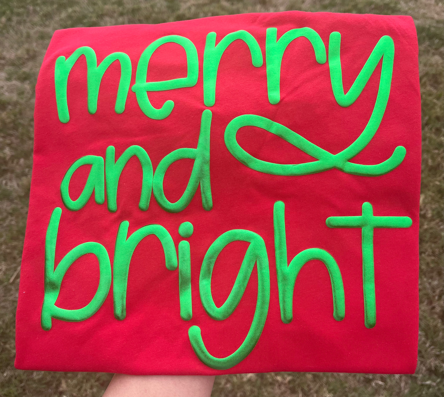 MERRY AND BRIGHT METALLIC PUFF TEE ONLY