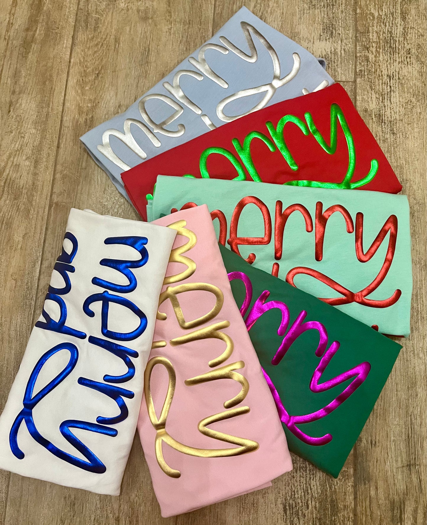 MERRY AND BRIGHT METALLIC PUFF TEE ONLY