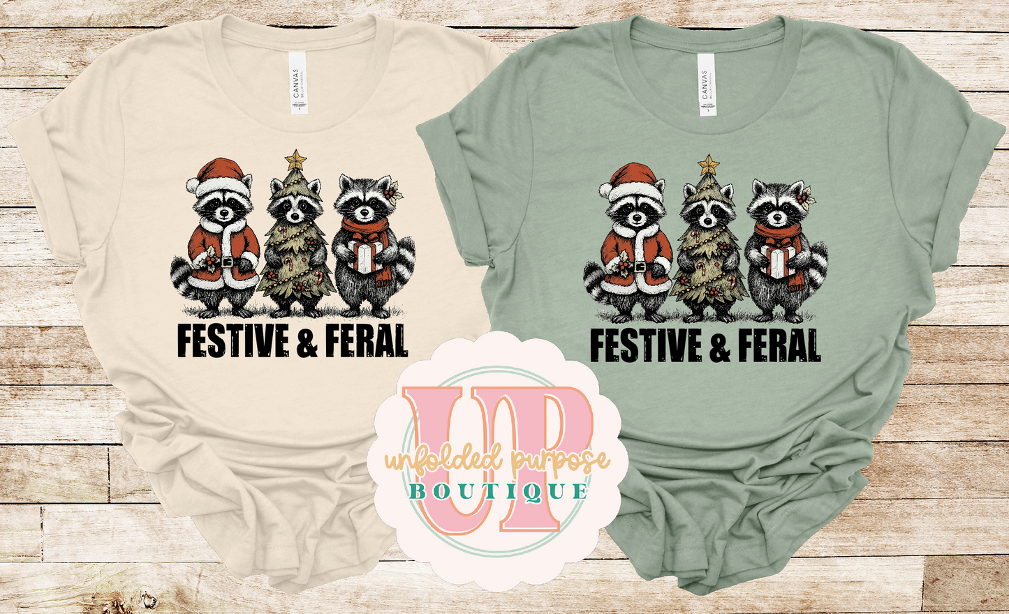 FESTIVELY FERAL CHRISTMAS RACCOONS