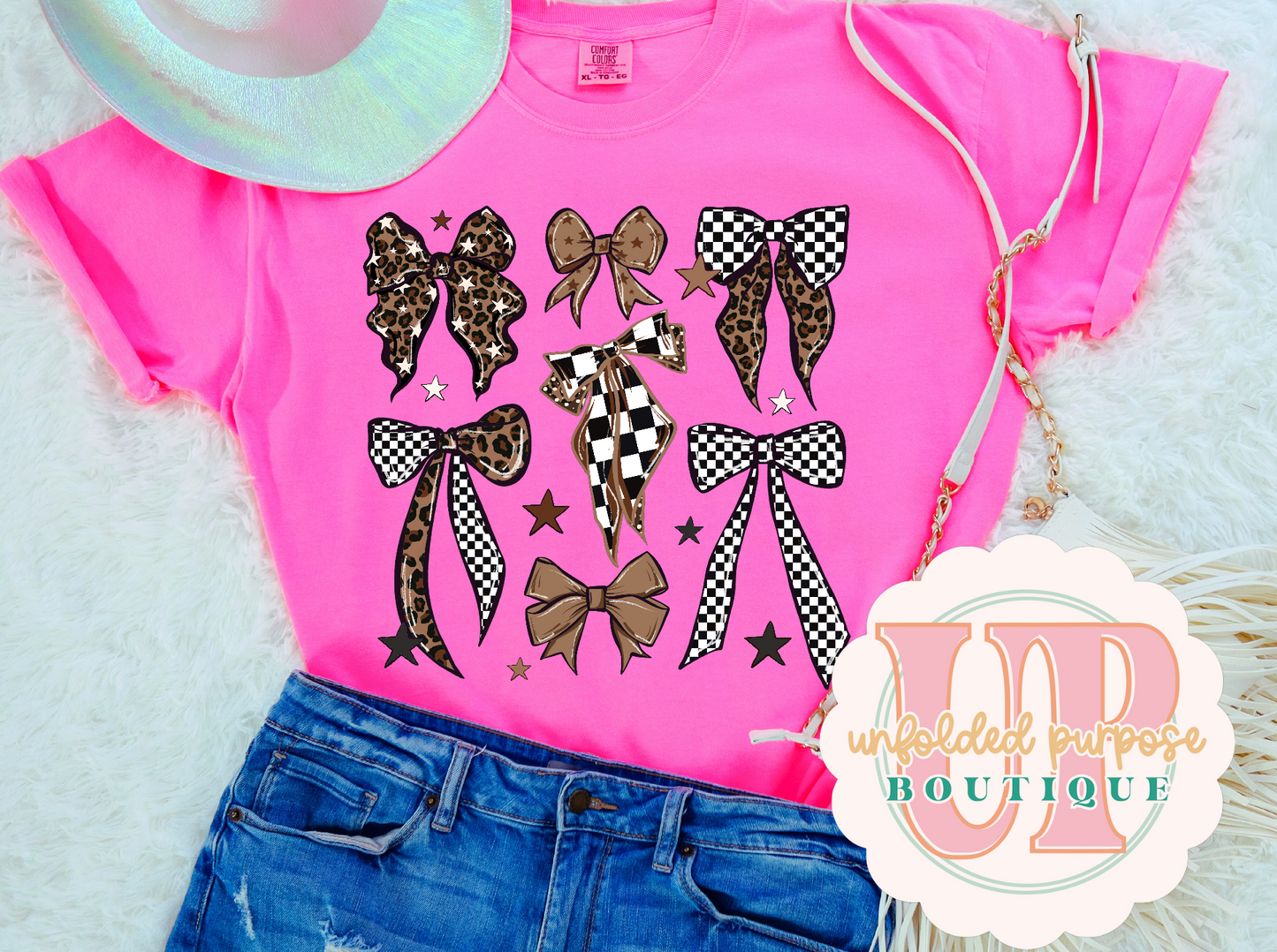 LEOPARD CHECKERED BOW COLLAGE