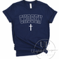 CHOSEN NAVY TEE WITH WHITE PUFF