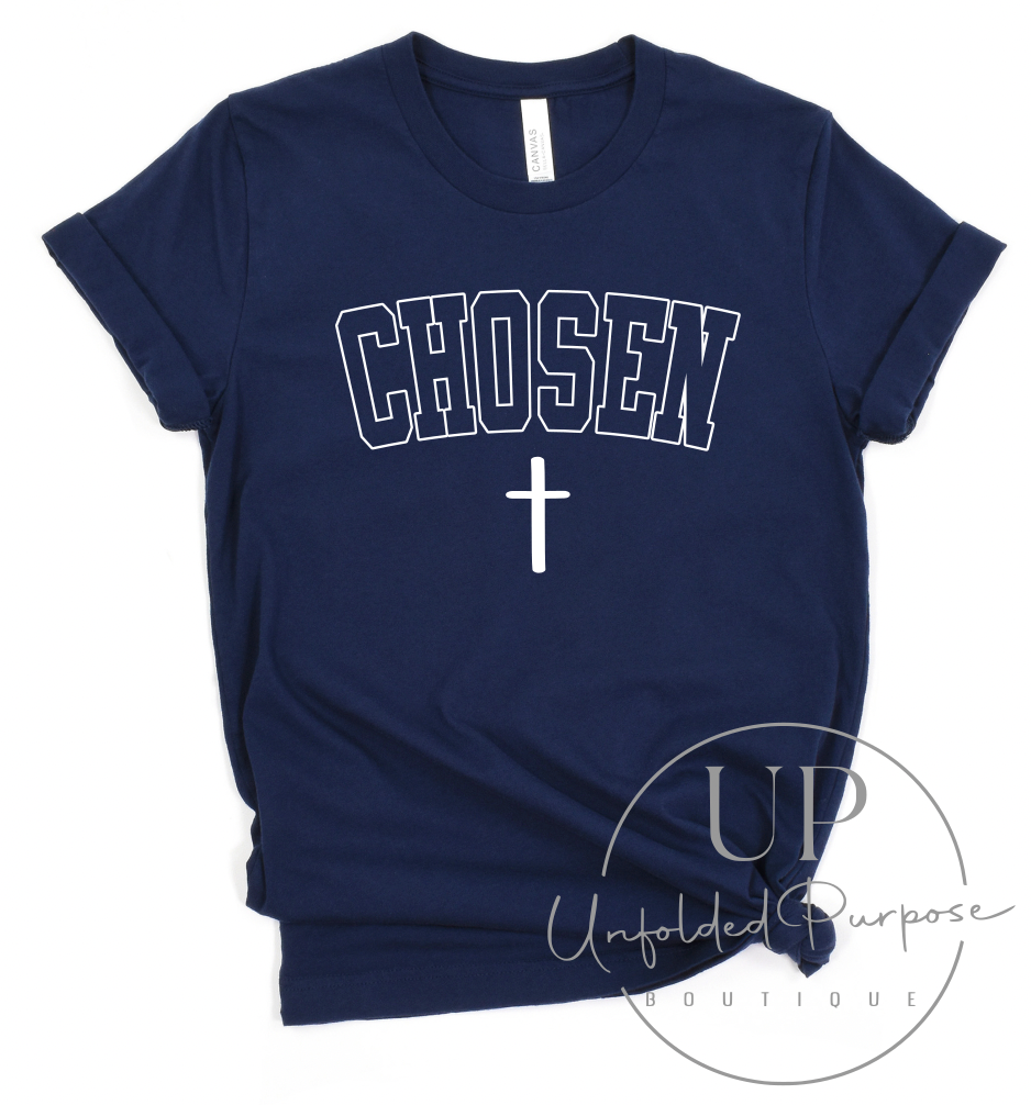 CHOSEN NAVY TEE WITH WHITE PUFF