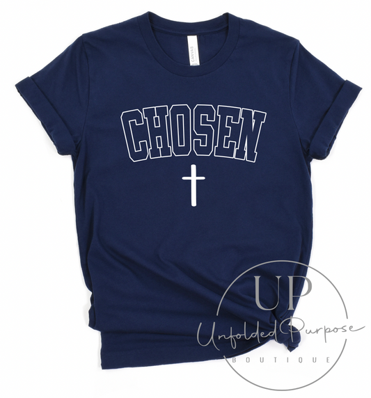 CHOSEN NAVY TEE WITH WHITE PUFF