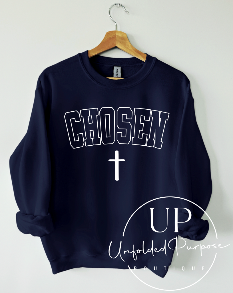 CHOSEN SWEATSHIRT NAVY WITH WHITE PUFF